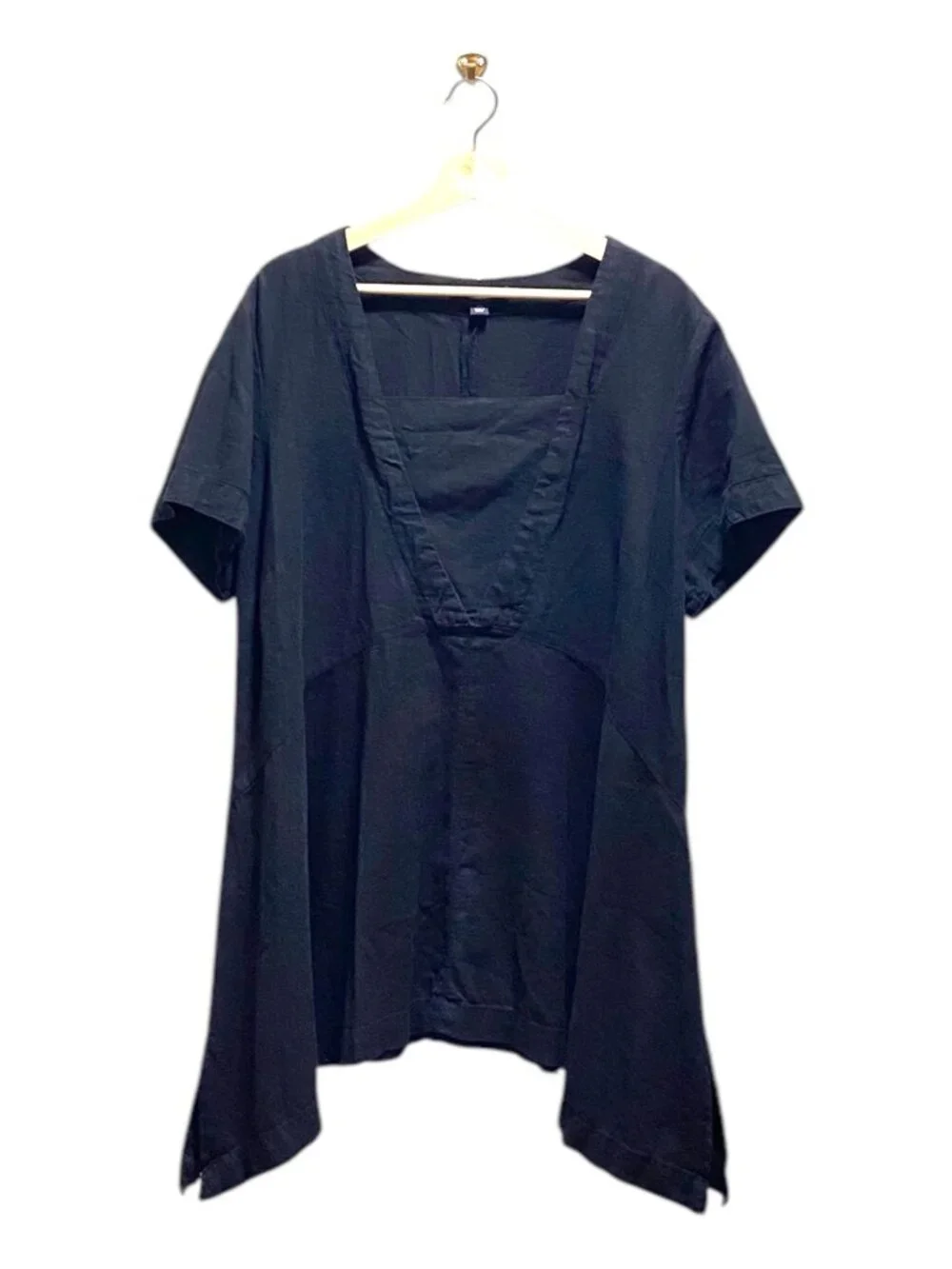 Ellos Linen Tunic Black Size L (18/20) Minimalist Spring Beach Coastal Vacation - Picture 2 of 13